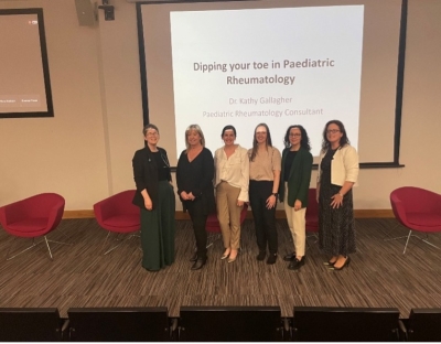 Attending the Paediatric Rheumatology Study Day, (Left to right), Dr Siobhán Neville, Ms Karen Peate, Dr Kathy Gallagher, Ms Alice O’Hare, Ms Emma Lunney and Professor Clodagh O’Gorman