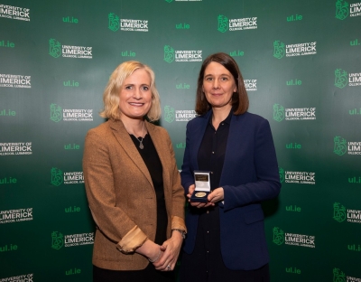 Rose Galvin and Katie Robinson pictured with the award