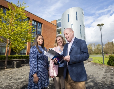 Joyce Borges, Dr Clare McInerney and Professor Oliver McGarr are pictured reading the report outside Lero