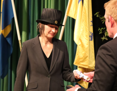 Professor receiving her honorary doctorate
