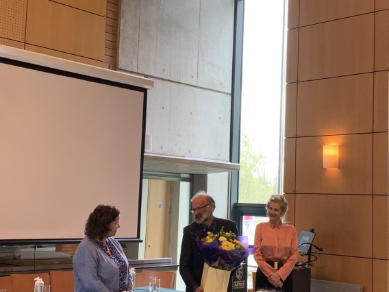 Dr Sandra Joyce makes a presentation to Prof. Joachim Fischer as an acknowledgement of his contributions to European Studies