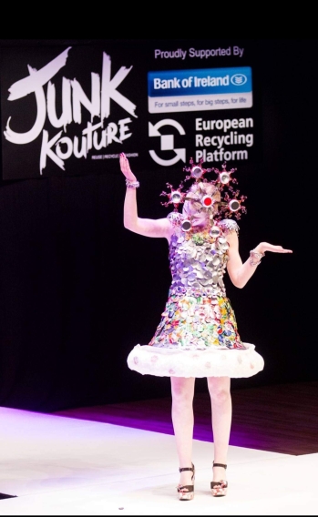 Lisa Daly modelling her creation at the Junk Kouture Competition at University Concert Hall Limerick in 2014