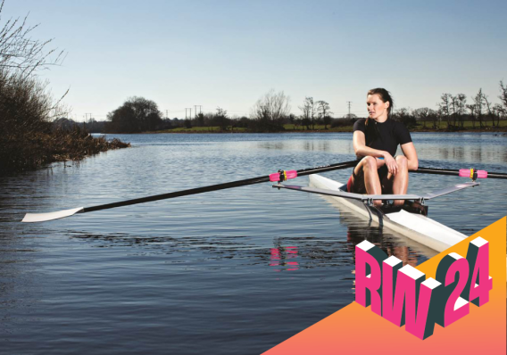 Physical Activity for Health Research Centre Research Week poster featuring a rower on water