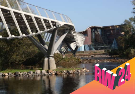 Health Research Centre Showcase Research week featuring a bridge over a river
