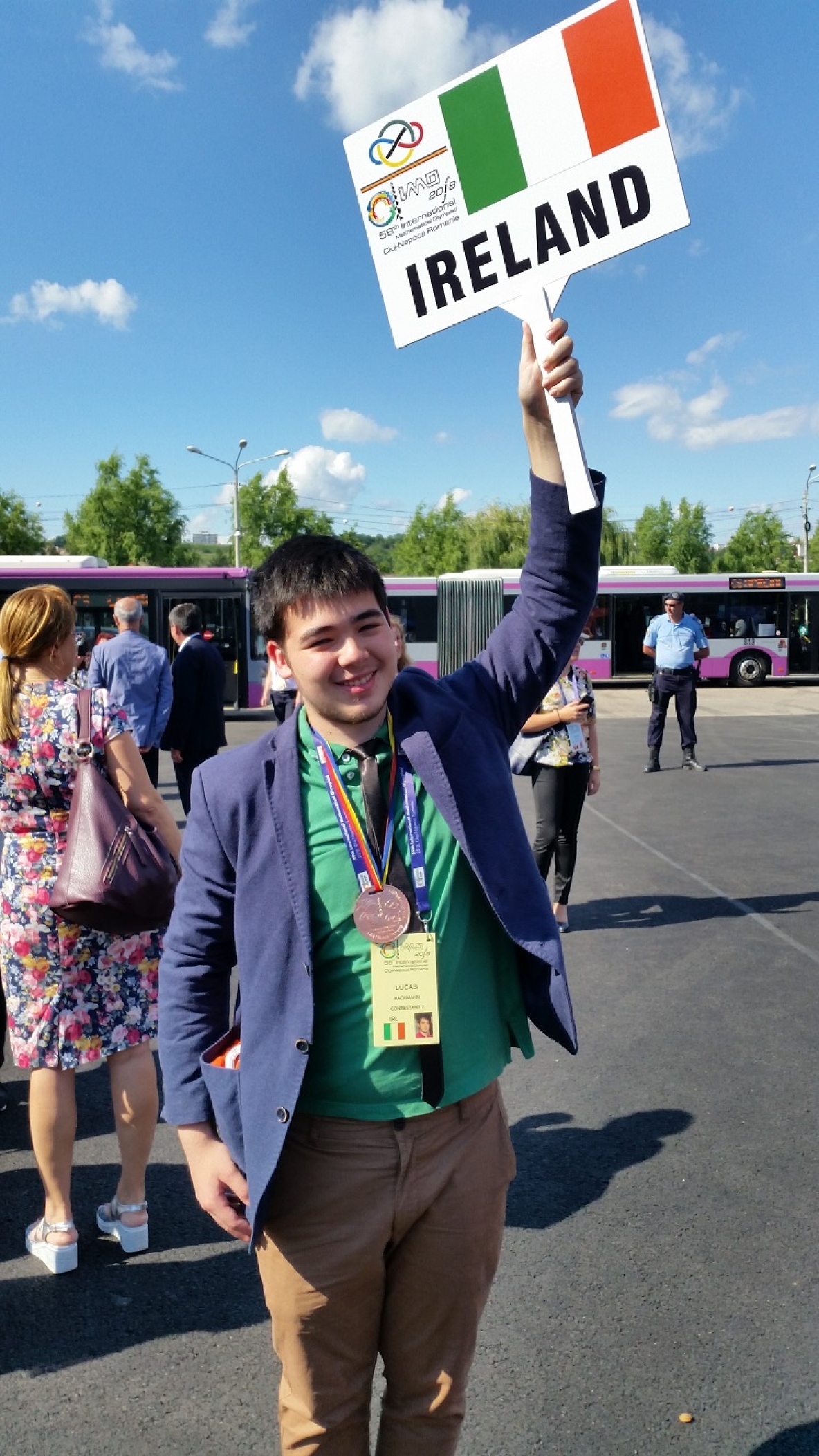 Lucas Bachman with his Bronze Medal from the International Mathematical Olympiad. Photo with permission from Professor Mark Flanagan, UCD.