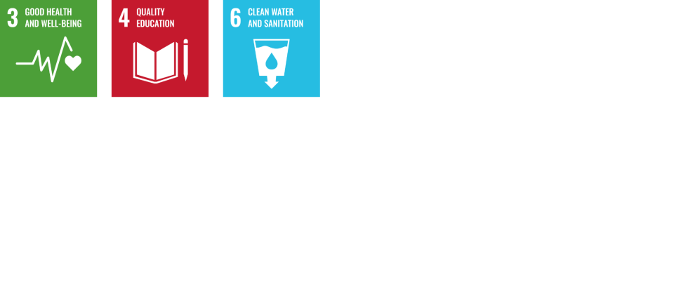 Logos for SDG 3, SDG 4 and SDG 6