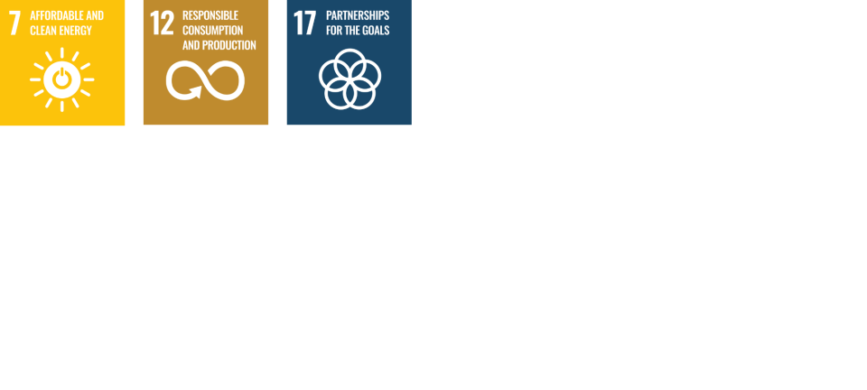 Logos for SDG 7, SDG 12, and SDG 17
