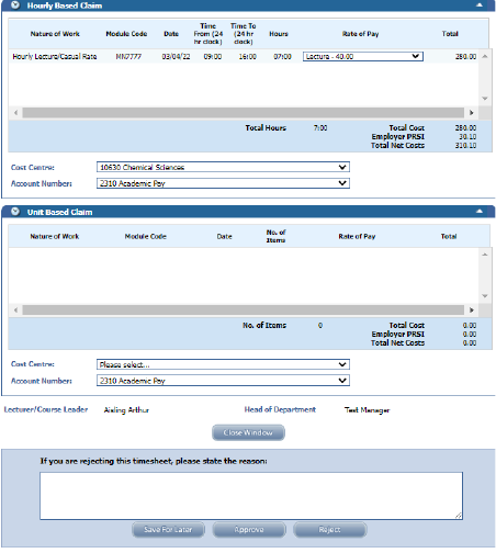 HR CORE - TIMESHEETS - HOW DO I APPROVE/REJECT CLAIMS APPROVER 2