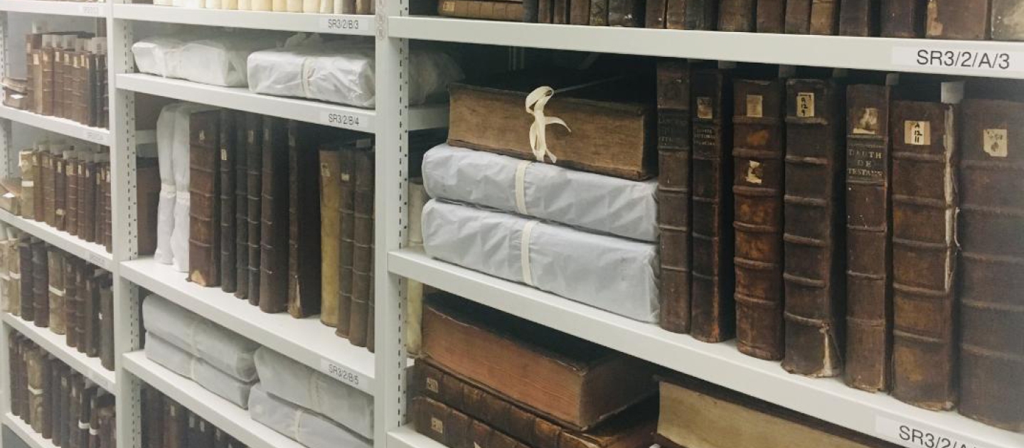 Image of book shelves from Special collections & archives