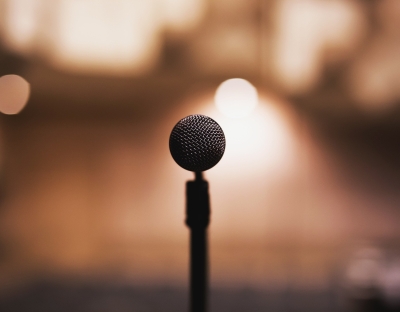 Microphone against blurred background