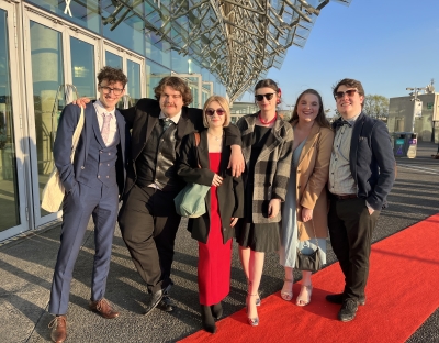 Fourth year journalism students pictured at the Aviva Stadium for the Smedias 