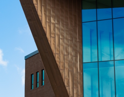 External image of the Glucksman Library building feature window. 
