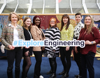 A group pictured at the Inspire Women in Engineering Event in UL