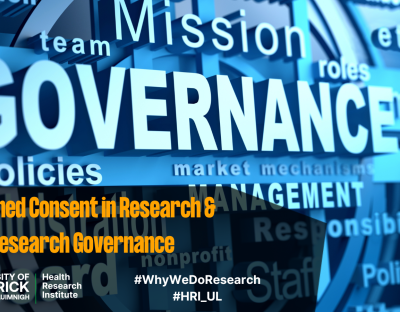 Decorative image with 'Informed Consent in Research & Research Governance'