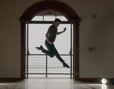 Dancer leaping in the air