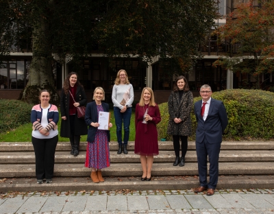 Image shows colleagues from the Faculty of Arts, Humanities and Social Sciences with the award