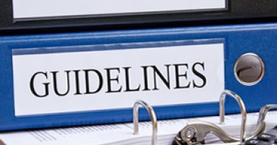 Blue binder with the word guidelines on it