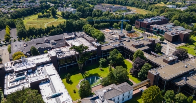 An aerial image of the UL campus and Main Building