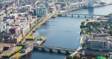 River Shannon flowing through limerick city, Ireland