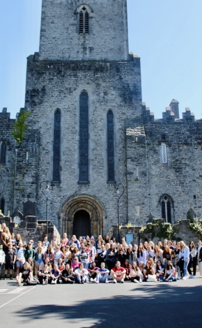 Students in front of St Mary's Cathedral