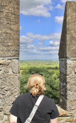Girl looking out of castle