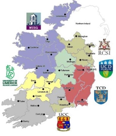 Map of Ireland illustrating internships