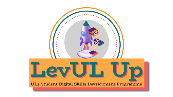 LevUL Up logo: a rocket blasting off surrounded by 3 rings of red, green, and amber.