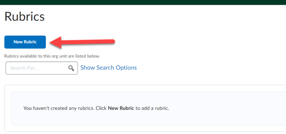 Screenshot of New Rubric option on the Rubrics page