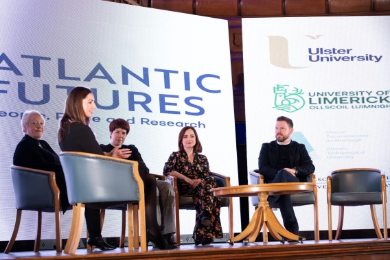 A picture of a panel talk at the launch