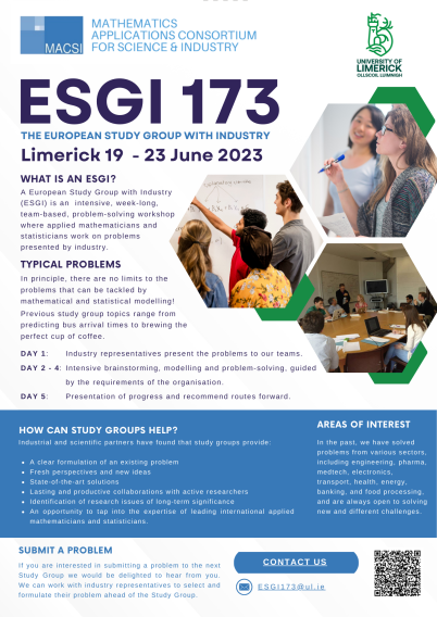 ESGI 173 19 - 23 June 2023 Limerick, Ireland