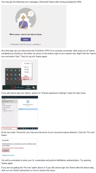 Cannot sign into Microsoft Teams after being prompted for MFA