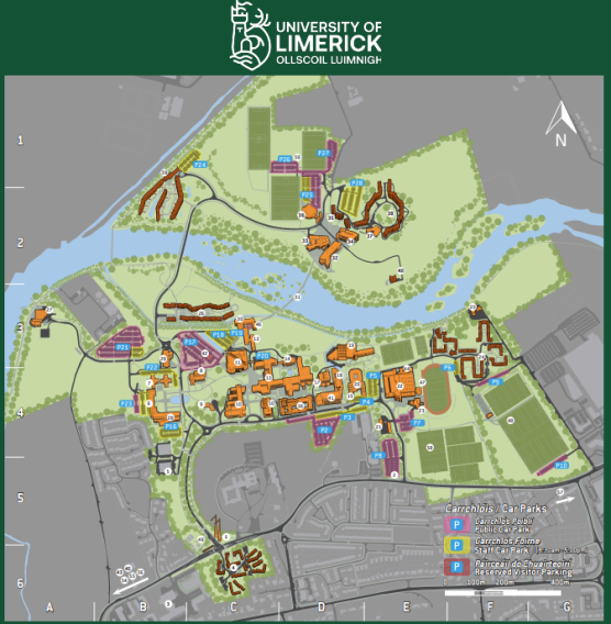 Map of Car Parking on UL Campus