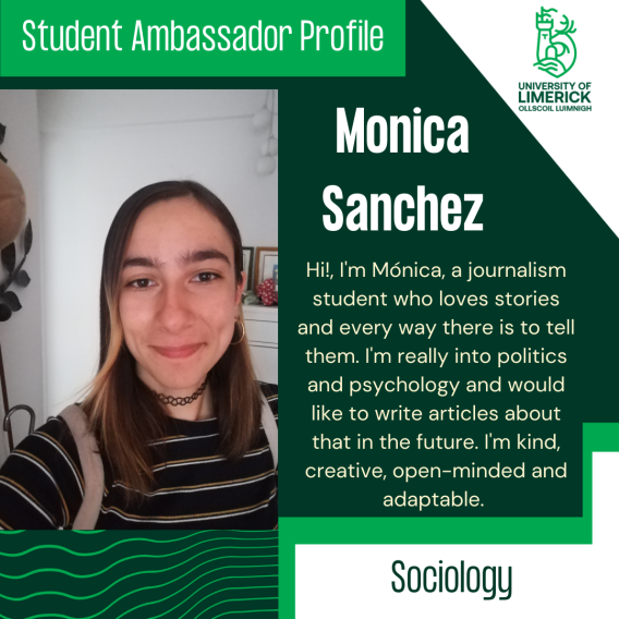 Mónica Sanchez's bio: Hi!, I'm Mónica, a journalism student who loves stories and every way there is to tell them. I'm really into politics and psychology and would like to write articles about that in the future. I'm kind, creative, open-minded and adaptable.
