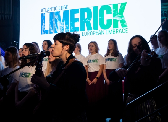 Emma Langford singing at the launch of Limerick.ie's rebrand