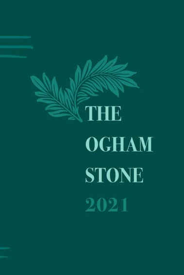 Cover of Ogham Stone 2021. White text on green background.