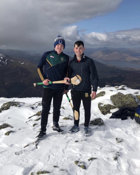 Journalism@UL students Mark Boylan and Patrick Earley after climbing to the top of Ben Nevis on Erasmus in Scotland