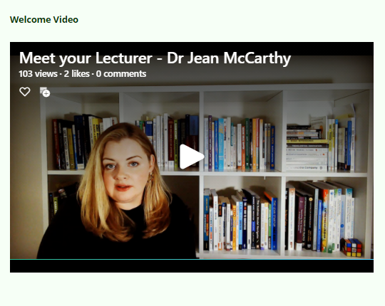 Screenshot of 'Meet your Lecturer' Video.
