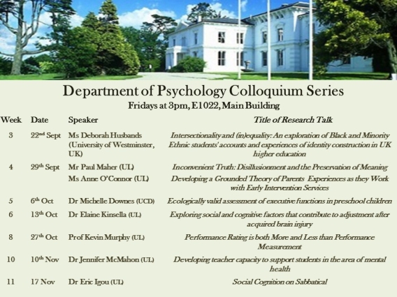 Psychology Seminar Series Autumn 2017