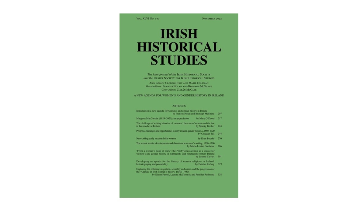 Cover of Irish Historical Studies, 46:170 (Nov. 2022) 