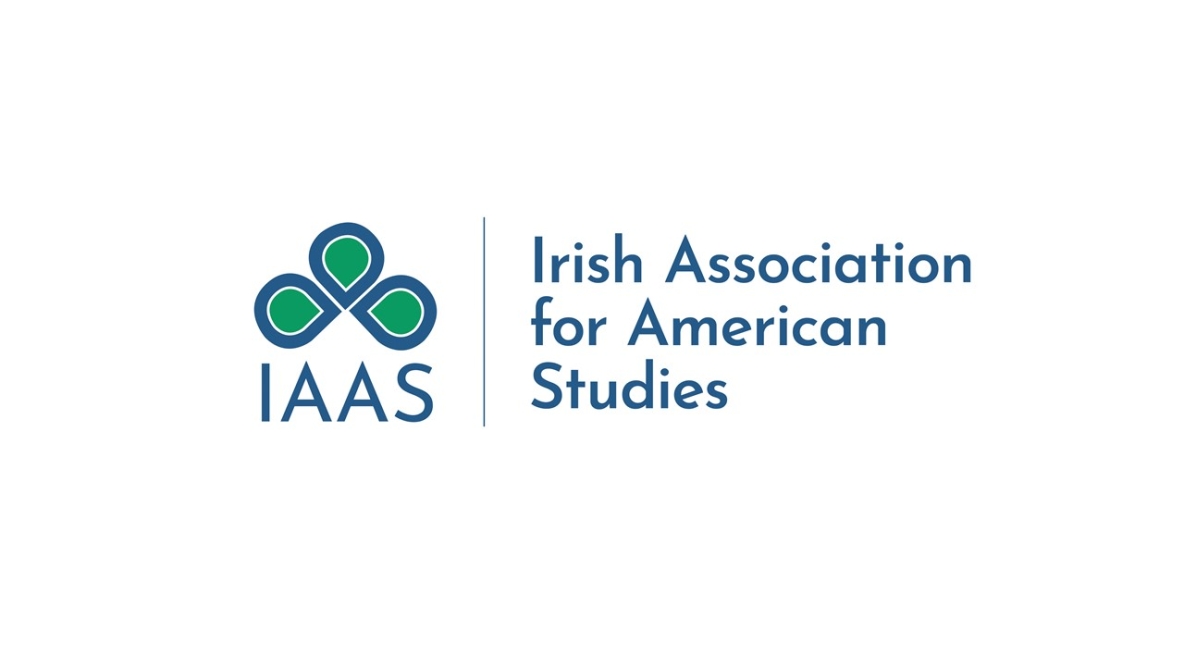 Logo of the Irish Association for American Studies which is three green teardrop shapes arranged in a shamrock shape over the letters IAAS