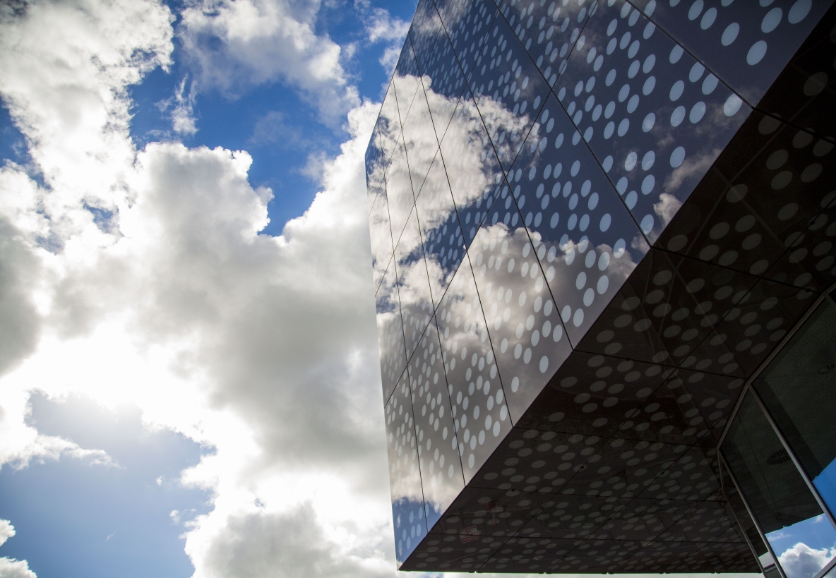 UL Bernal Building with a cloudy sky