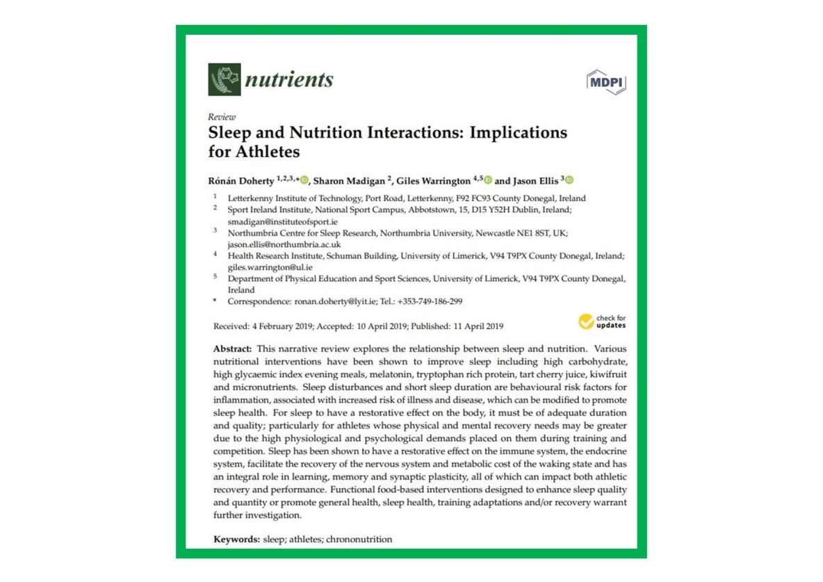 Sleep and Nutrition in Athletes