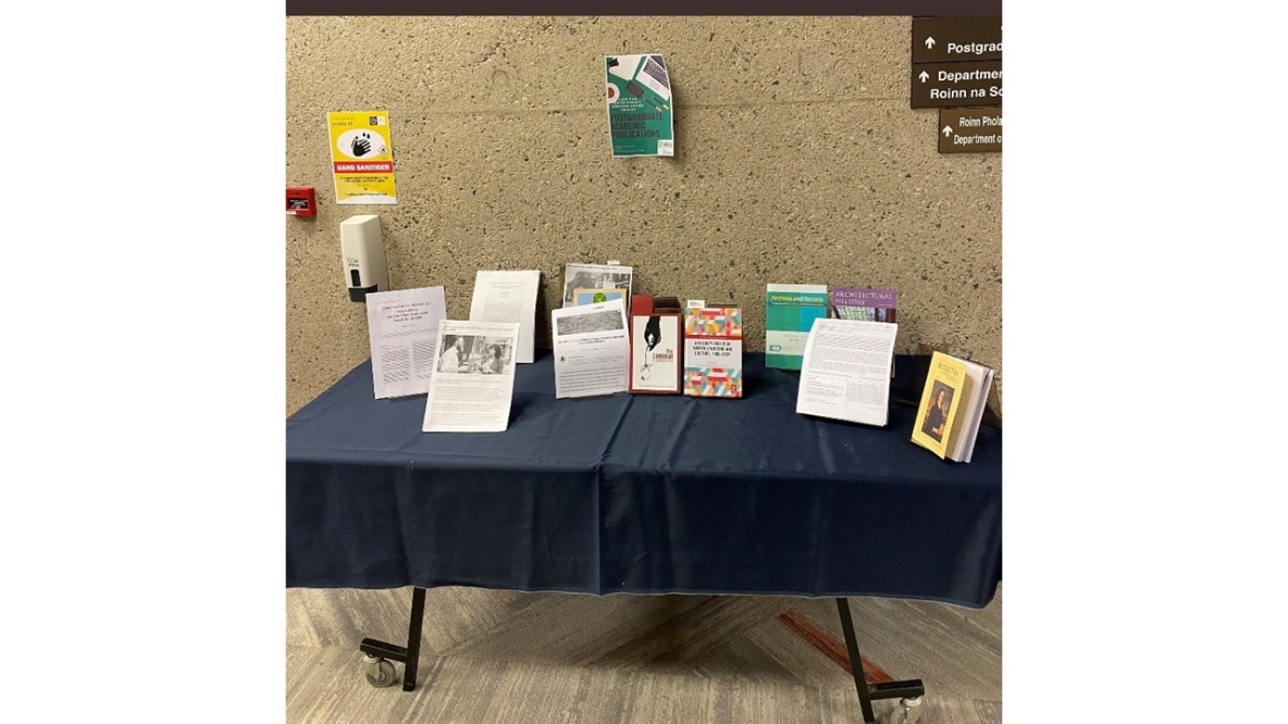 books displayed on a table at event