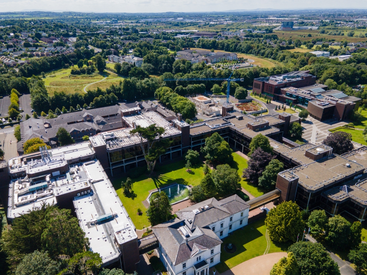 An aerial image of the UL campus and Main Building