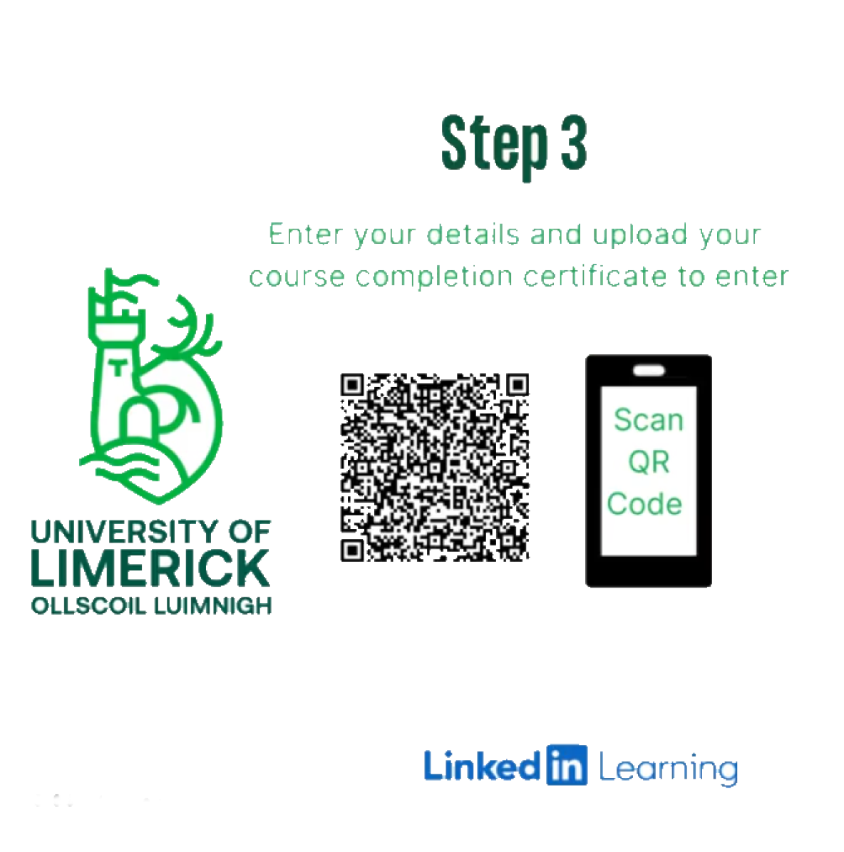 Image of QR code on how to enter competition to win voucher by activating linkedlin learning profile