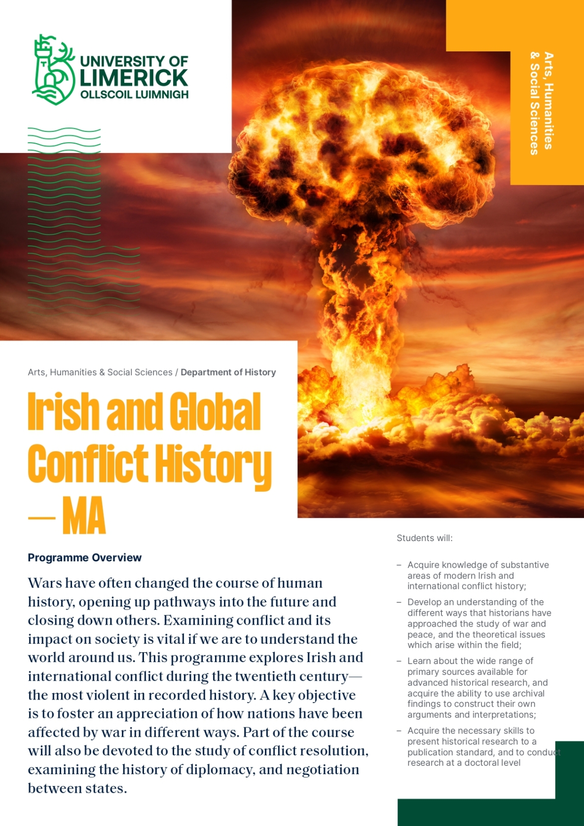 Irish and Global Conflict History MA