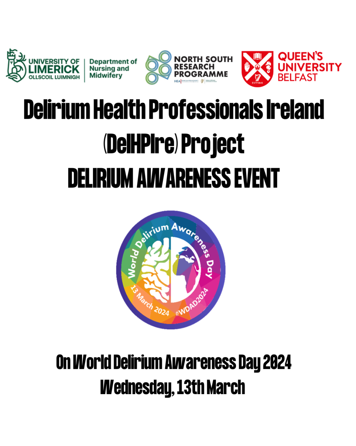 Delerium Awareness Event Poster with logos 