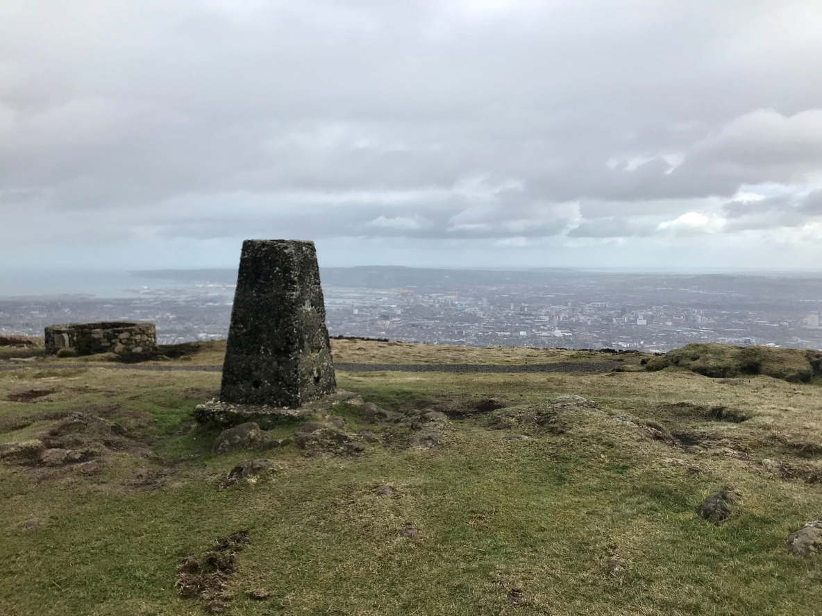 OS trig points on top of Divis 