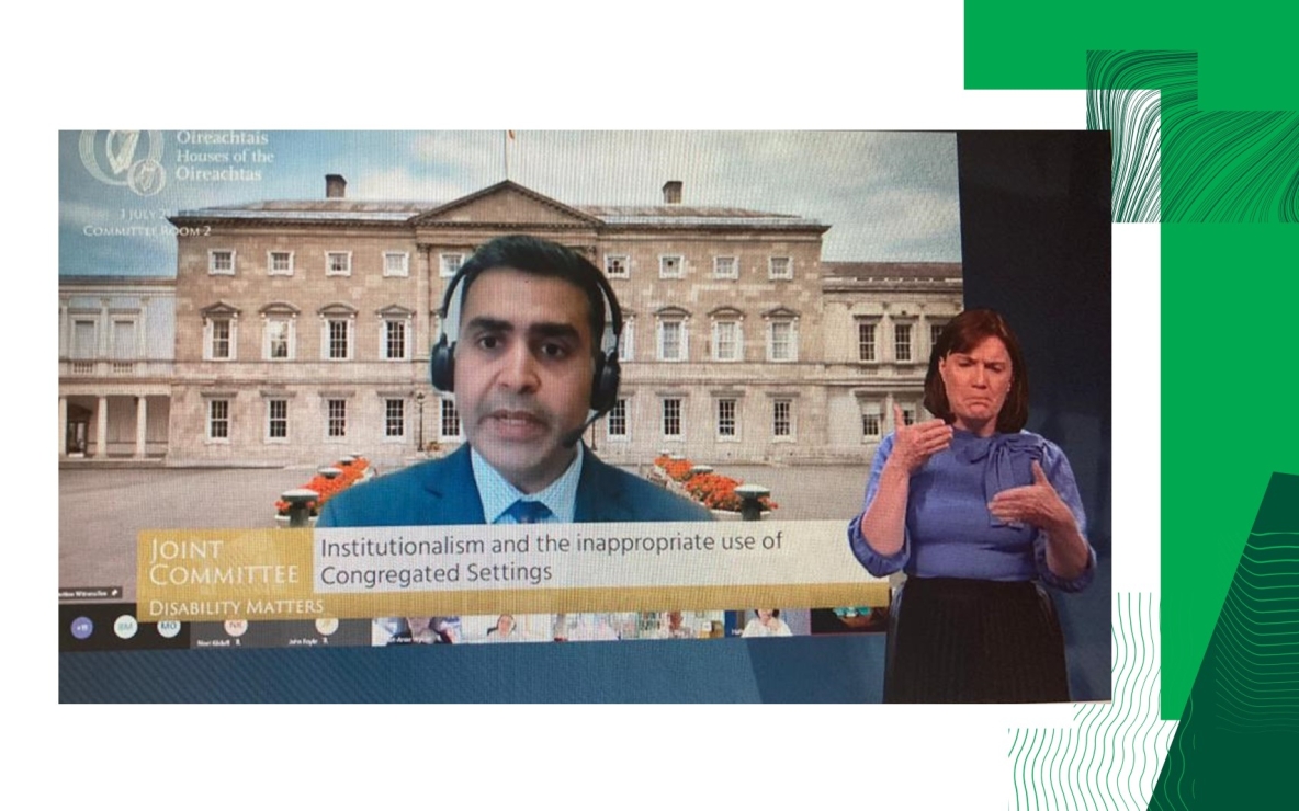 Image showing Prof Gautam Gulati addressing the Joint Committee on Disability at the Oireachtaof the Oireachtais