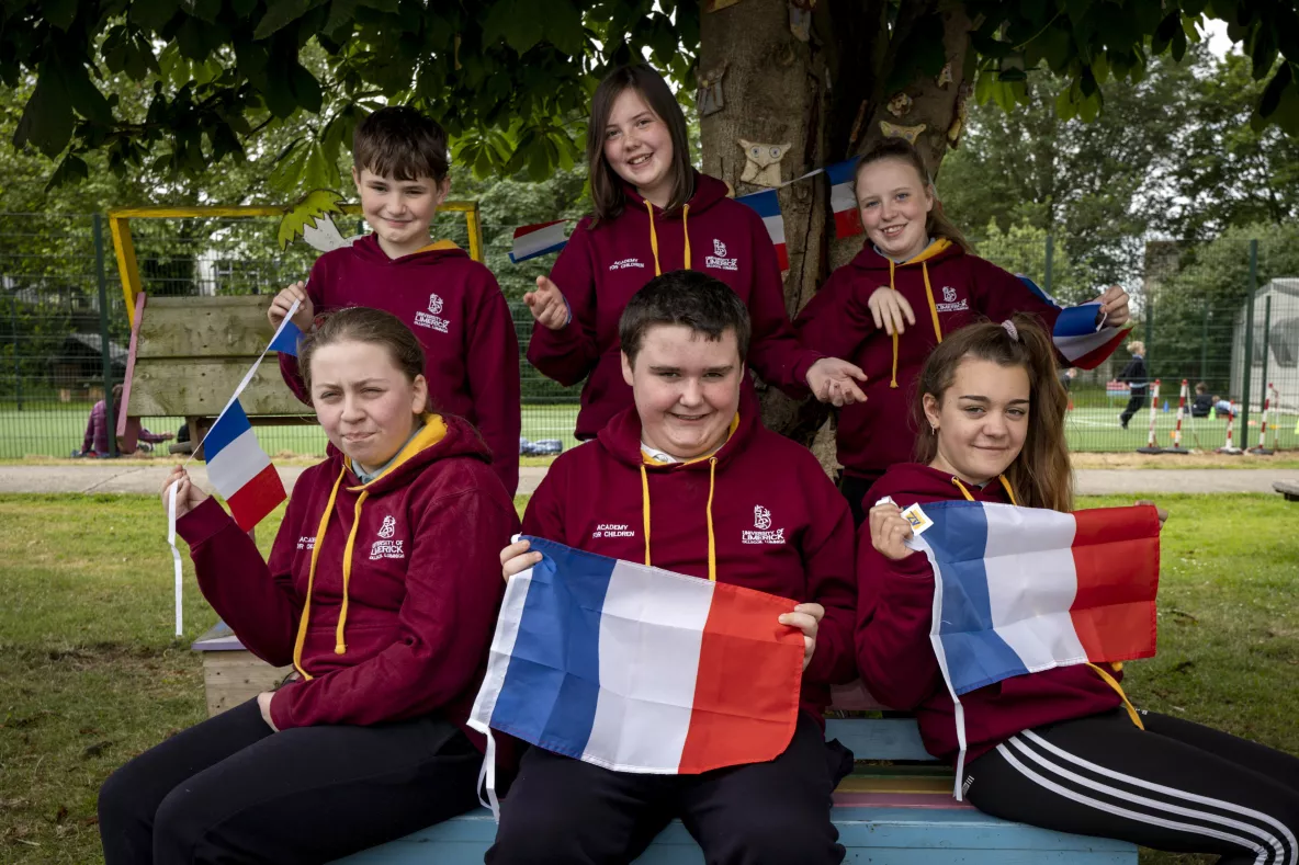 Children holding flags
